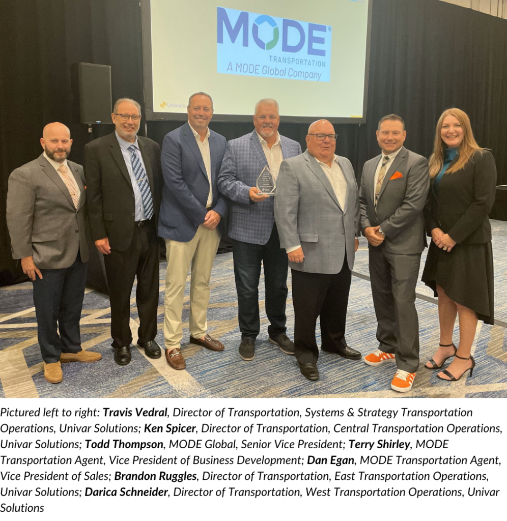 MODE Transportation Named Univar Solutions Central Region Carrier of ...